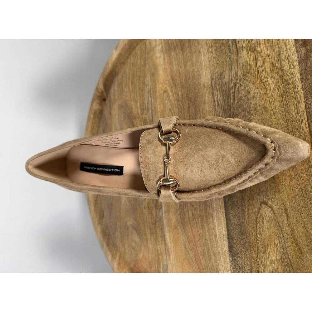 French Connection Taupe Suede Loafer Pumps Kitten Heel Size US 10 NWB - Picture 6 of 13